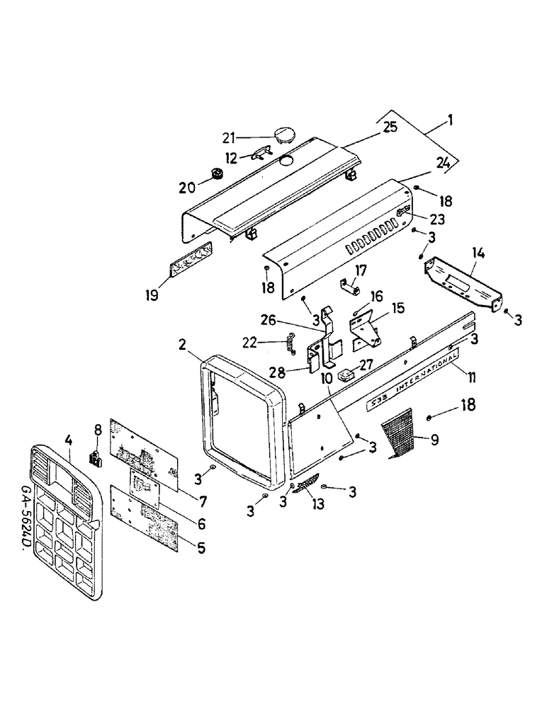 Схема запчастей Case IH 833 - (13-02) - ENGINE HOOD, RADIATOR GRILLE (05) - SUPERSTRUCTURE