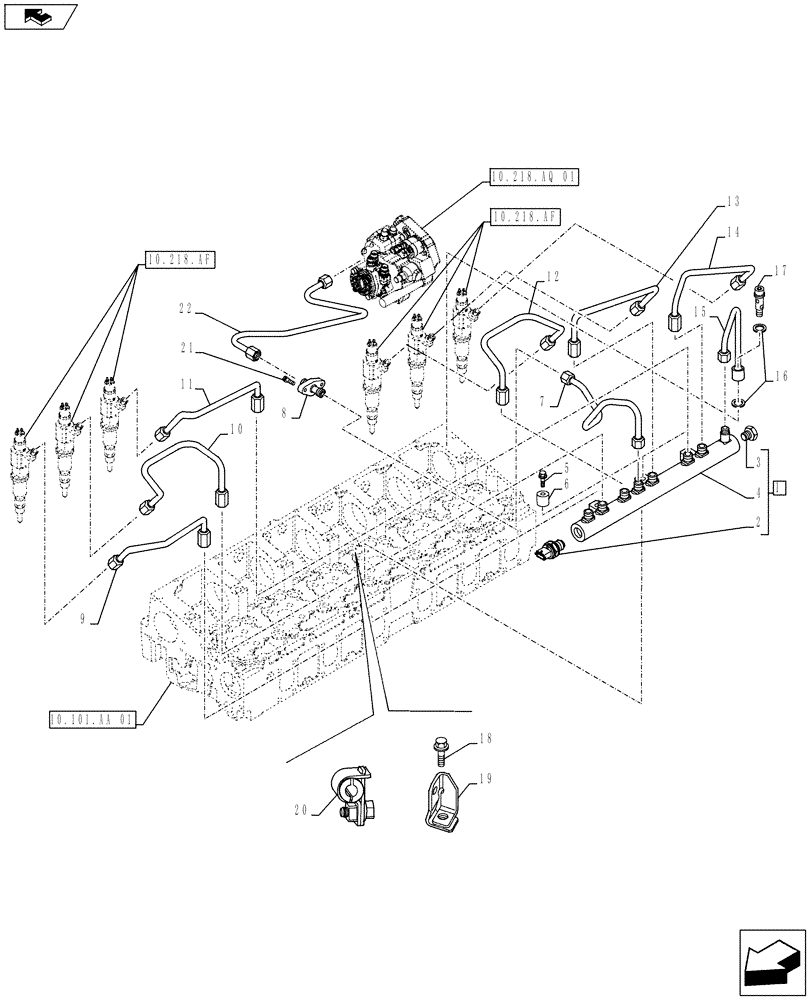 Схема запчастей Case IH F2CFE613L A022 - (10.218.AI) - INJECTION PIPE (10) - ENGINE