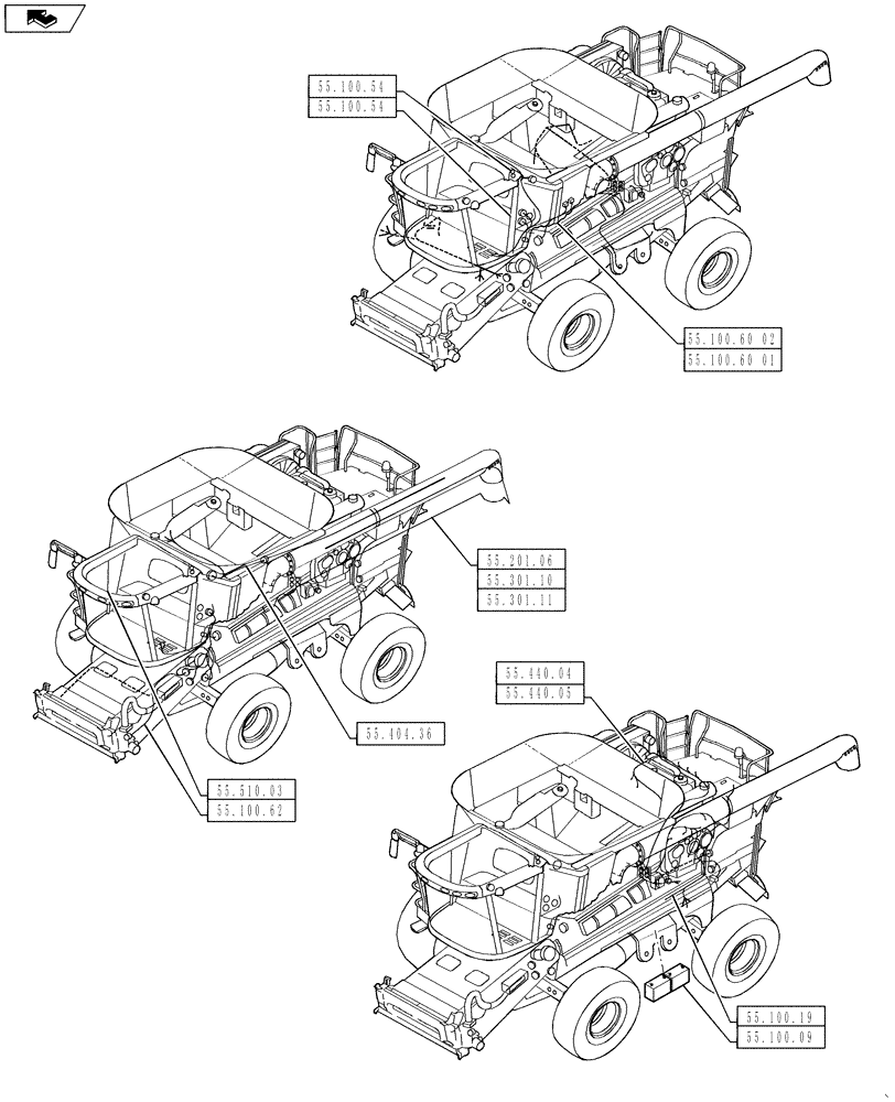 Схема запчастей Case IH 6130 - (00.000.55) - PICTORAL INDEX - ELECTRICAL SYSTEMS (00) - GENERAL & PICTORIAL INDEX
