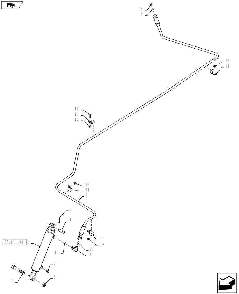 Схема запчастей Case IH 2240 - (35.911.AK[01]) - LADDER HYDR LINES (35) - HYDRAULIC SYSTEMS