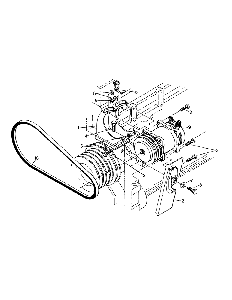 Схема запчастей Case IH KP-1400 - (03-16) - A/C COMPRESSOR AND MOUNTING, CUMMINS 855 ENGINE, LATER STYLE (03) - Climate Control