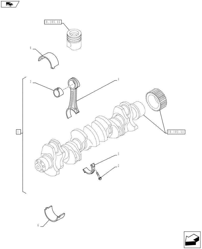 Схема запчастей Case IH F3BFE613E A012 - (10.105.AB) - CONNECTING ROD (10) - ENGINE