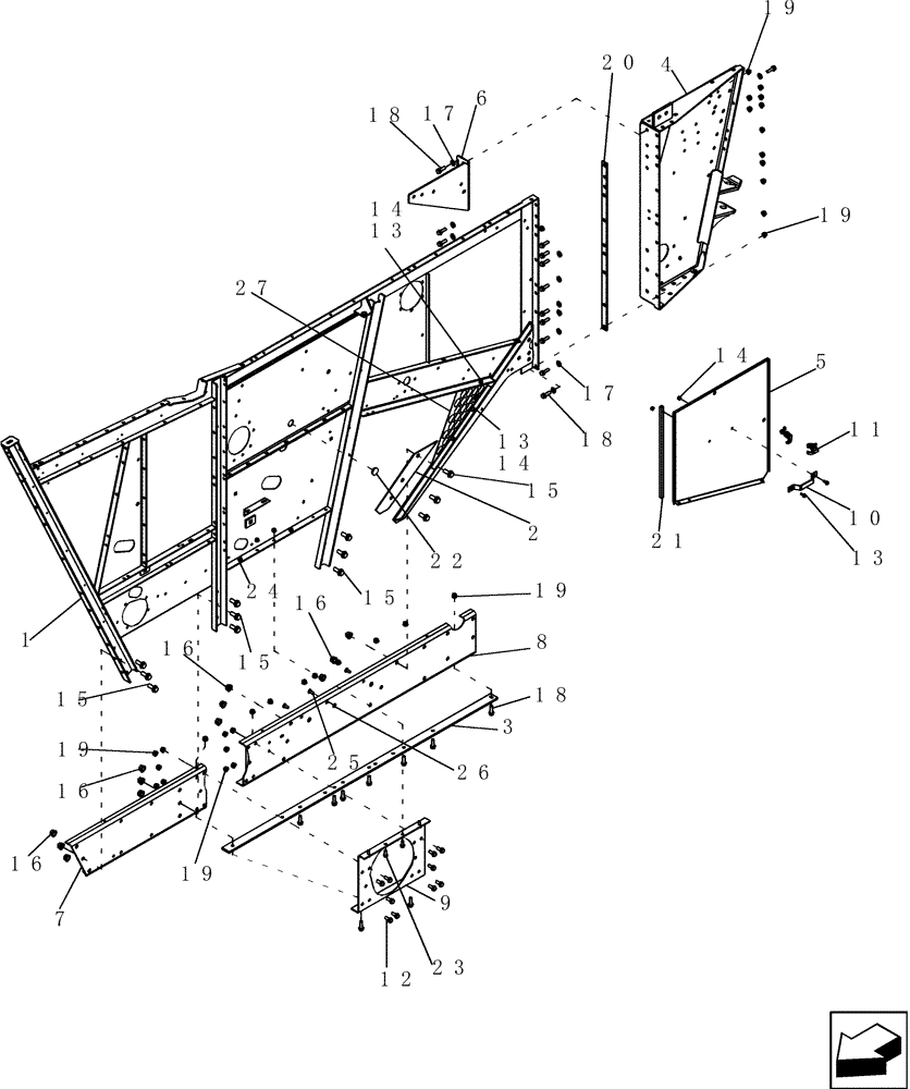 Схема запчастей Case IH 7130 - (66.260.35) - SIDE ASSEMBLY, SEPARATOR, RIGHT HAND (66) - THRESHING