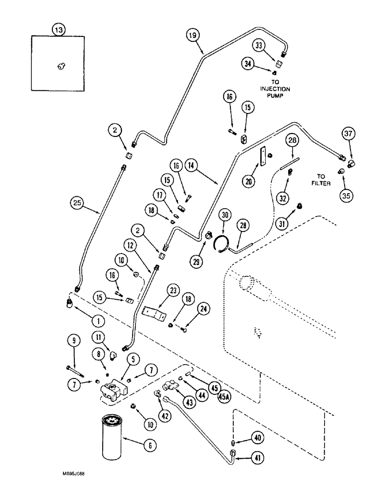 Схема запчастей Case IH 1666 - (3-10) - FUEL LINES AND FILTER SYSTEM, PRIOR TO P.I.N. JJC0106005 (02) - FUEL SYSTEM