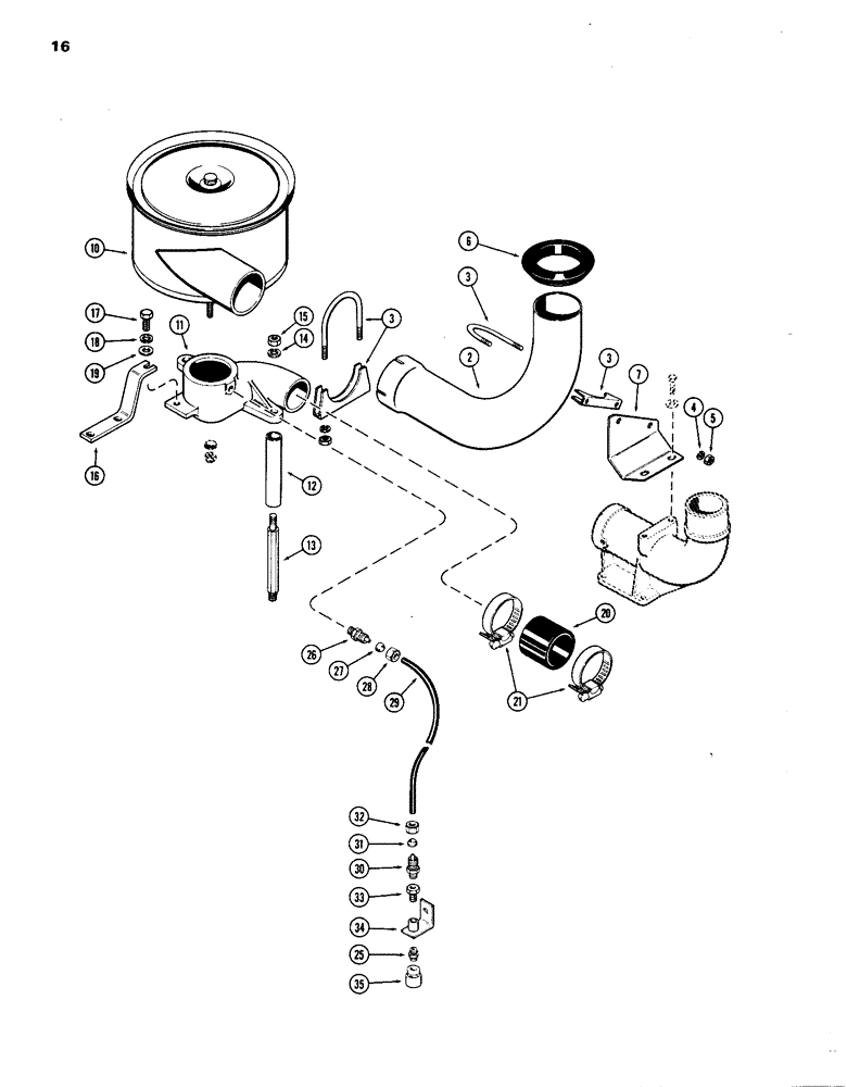 Схема запчастей Case IH 1270 - (016) - AIR CLEANER SYSTEM, 451 BDT, DIESEL ENGINE (02) - ENGINE