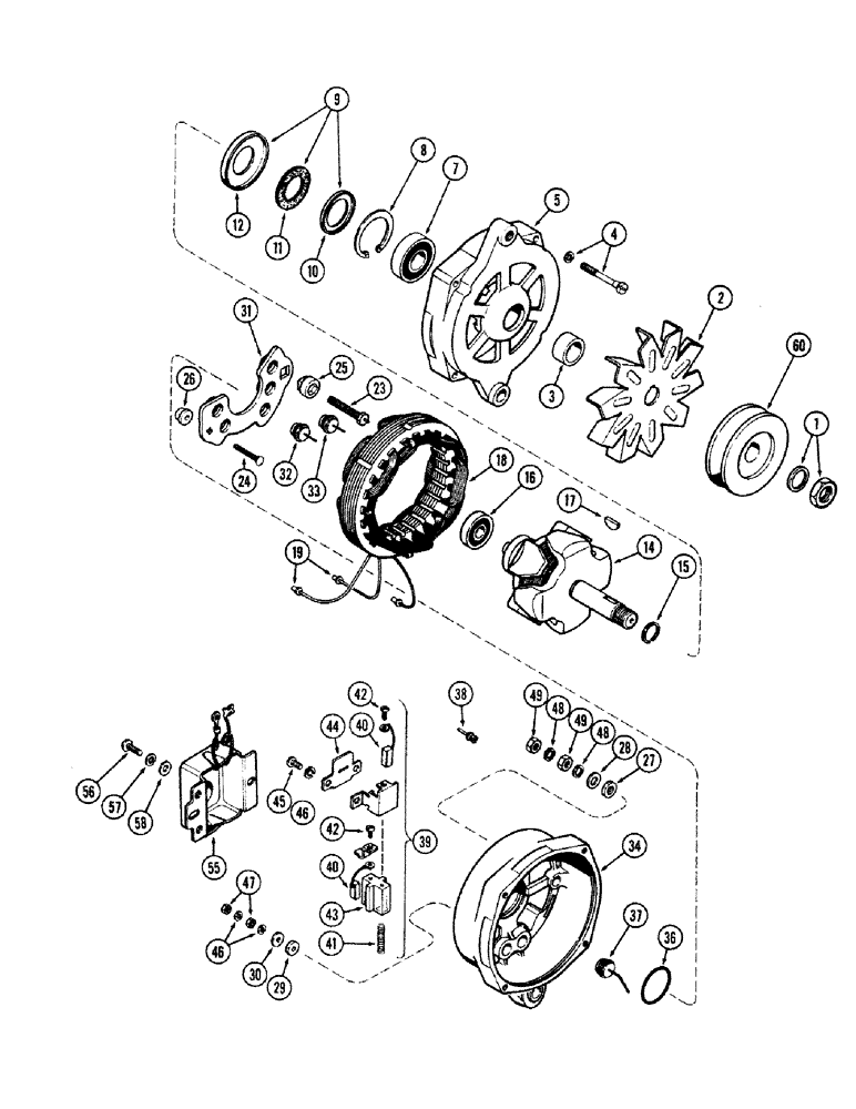 Схема запчастей Case IH M570 - (038) - ALTERNATOR, (159) SPARK IGNITION ENGINE (04) - ELECTRICAL SYSTEMS