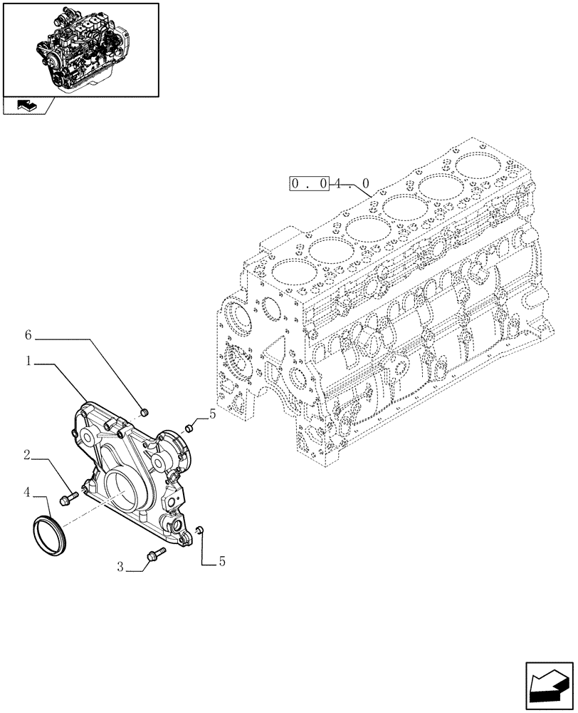 Схема запчастей Case IH F4GE9684B J600 - (0.04.3[02]) - CRANKCASE COVERS (4894734) 