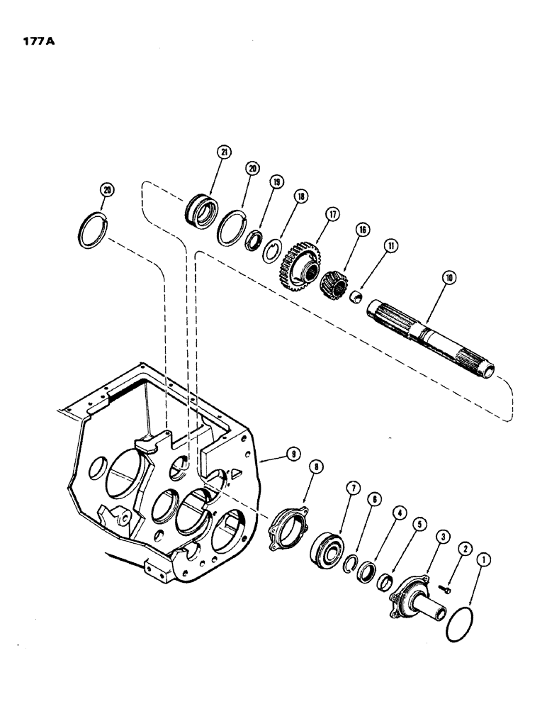 Схема запчастей Case IH 970 - (177A) - RANGE SHAFT AND GEARS, MECHANICAL SHIFT (06) - POWER TRAIN