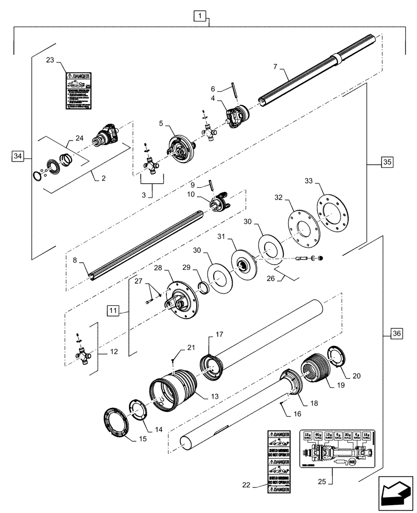 Схема запчастей Case IH RB565 - (31.201.AD[02]) - VAR - 726527 - PTO ASSEMBLY, 540 RPM, 1700 N-M, SLIP CLUTCH (31) - IMPLEMENT POWER TAKE OFF