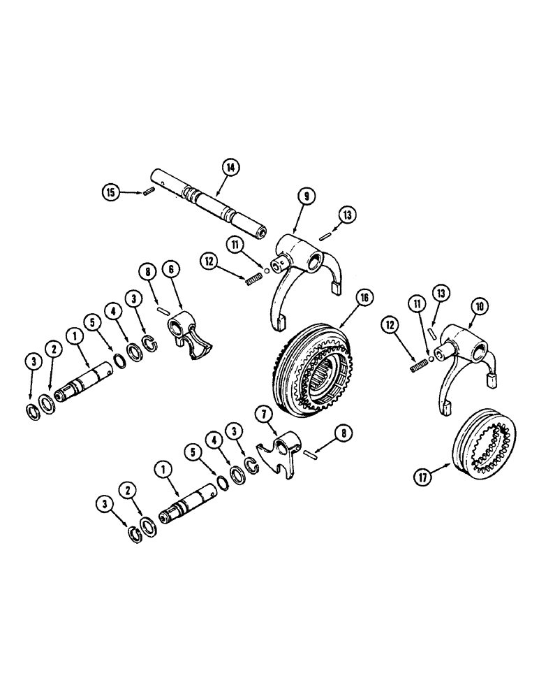 Схема запчастей Case IH 2090 - (6-256) - MECHANICAL SHIFT TRANSMISSION, RANGE AND REVERSE SHIFT MECHANISM (06) - POWER TRAIN