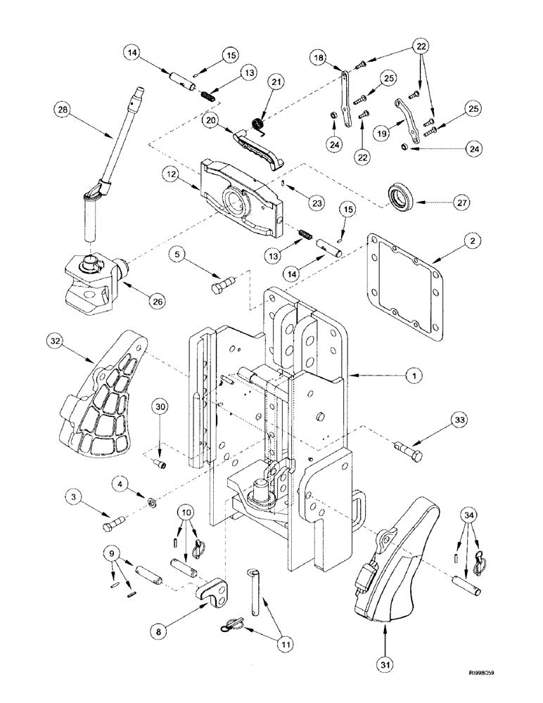 Схема запчастей Case IH MX200 - (9-138) - TRAILER HITCH, MANUAL PIN, FRANCE ONLY (09) - CHASSIS/ATTACHMENTS