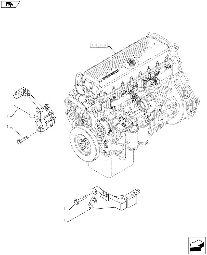 Схема запчастей Case IH F3BFE613E A012 - (10.001.AK[02]) - ENGINE, HOOK (10) - ENGINE