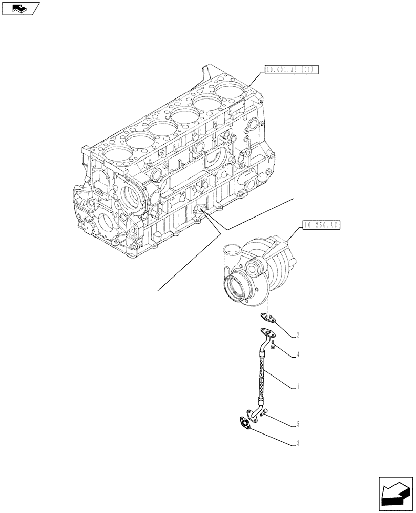 Схема запчастей Case IH F3BFE613E A003 - (10.250.AE) - TURBOCHARGER, RETURN LINE (10) - ENGINE