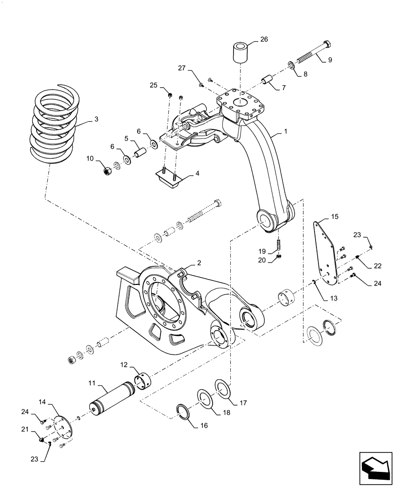 Схема запчастей Case IH PATRIOT 2250 - (25.100.BB[02]) - SUSPENSION, RH, FRONT / REAR AXLE (25) - FRONT AXLE SYSTEM