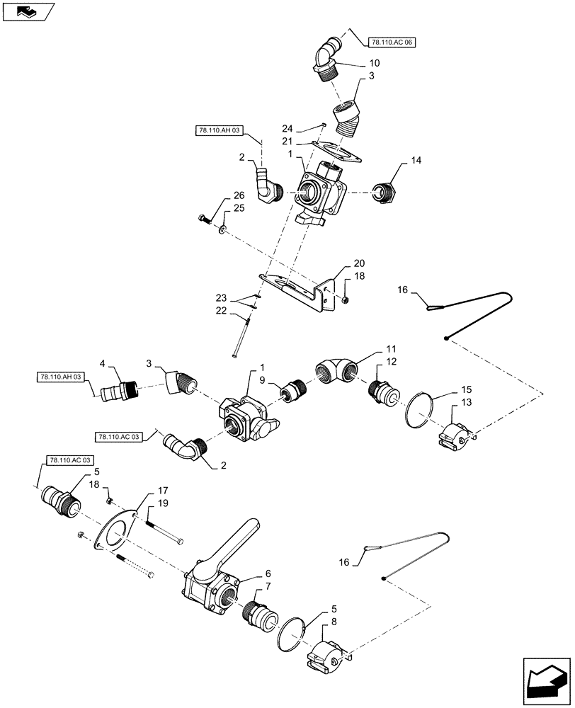 Схема запчастей Case IH 2240 - (78.110.AC[01]) - PRODUCT FILL STATION, 2" PLUMBING (78) - SPRAYING