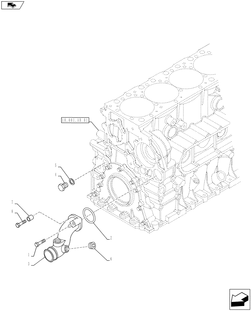 Схема запчастей Case IH F2CFE613L A022 - (10.400.AQ) - WATER PUMP LINE (10) - ENGINE