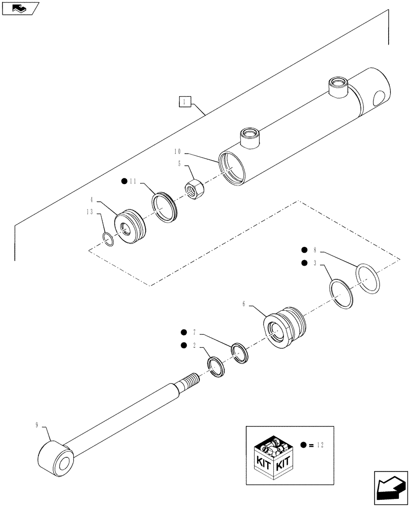 Схема запчастей Case IH RB465 - (35.569.AB) - HYDRAULIC CYLINDER, DROP FLOOR (35) - HYDRAULIC SYSTEMS