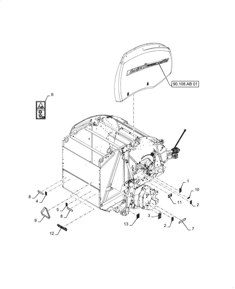 Схема запчастей Case IH RB565 - (90.108.AC[01]) - DECALS, SAFETY AND INFORMATION, RH (90) - PLATFORM, CAB, BODYWORK AND DECALS