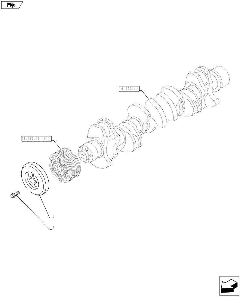 Схема запчастей Case IH F3BFE613E A003 - (10.110.AD) - CRANKSHAFT, DAMPER (10) - ENGINE