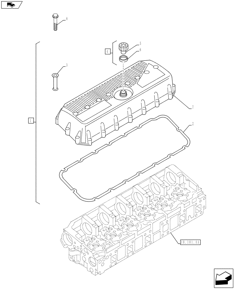 Схема запчастей Case IH F3BFE613E A012 - (10.101.AB) - CYLINDER HEAD, COVER (10) - ENGINE