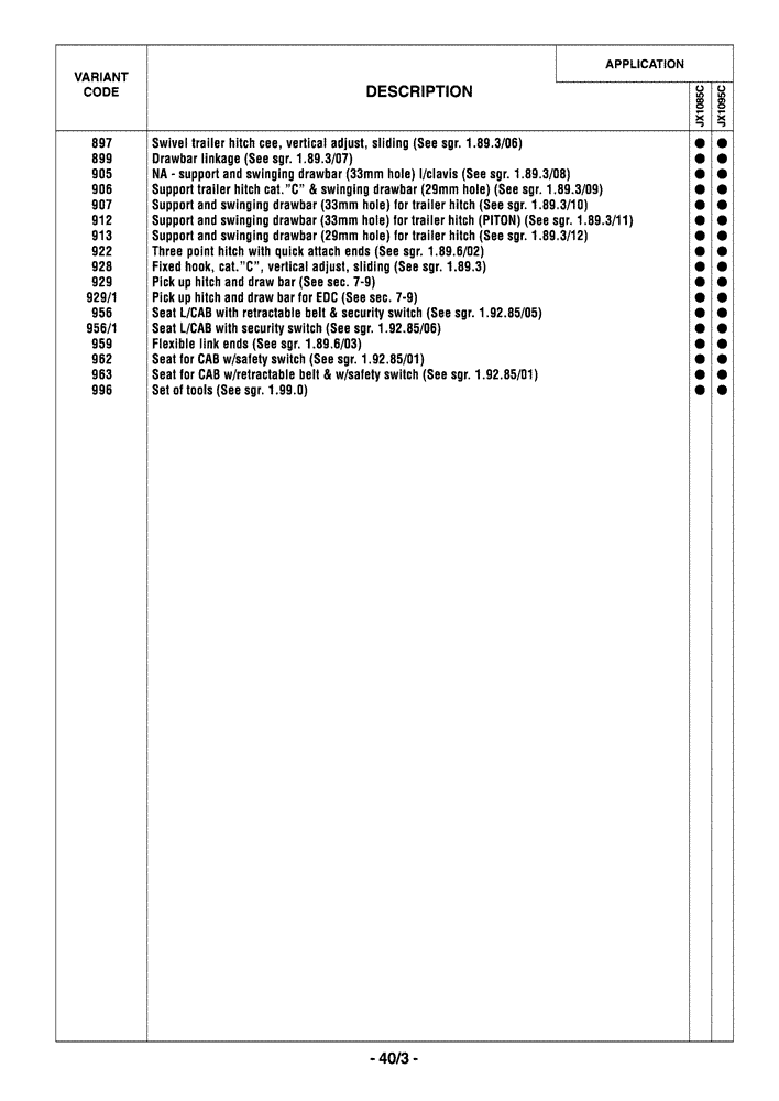 Схема запчастей Case IH JX1085C - (0.01.1[04]) - OPTIONAL EQUIPMENT (00) - GENERAL