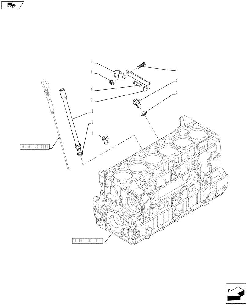 Схема запчастей Case IH F3BFE613E A012 - (10.304.AS[02]) - ENGINE OIL, DIPSTICK (10) - ENGINE