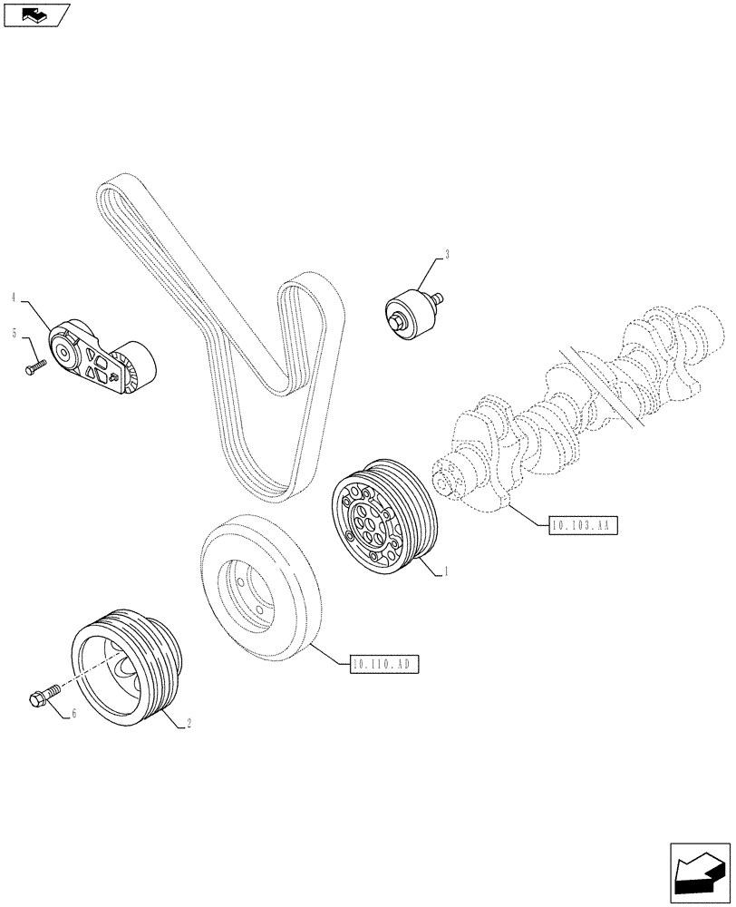 Схема запчастей Case IH F2CFE613L A022 - (10.103.AG) - PULLEY DRIVE (10) - ENGINE