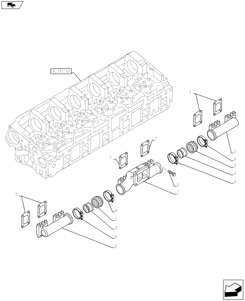 Схема запчастей Case IH F3BFE613E A003 - (10.254.AC) - EXHAUST MANIFOLD (10) - ENGINE