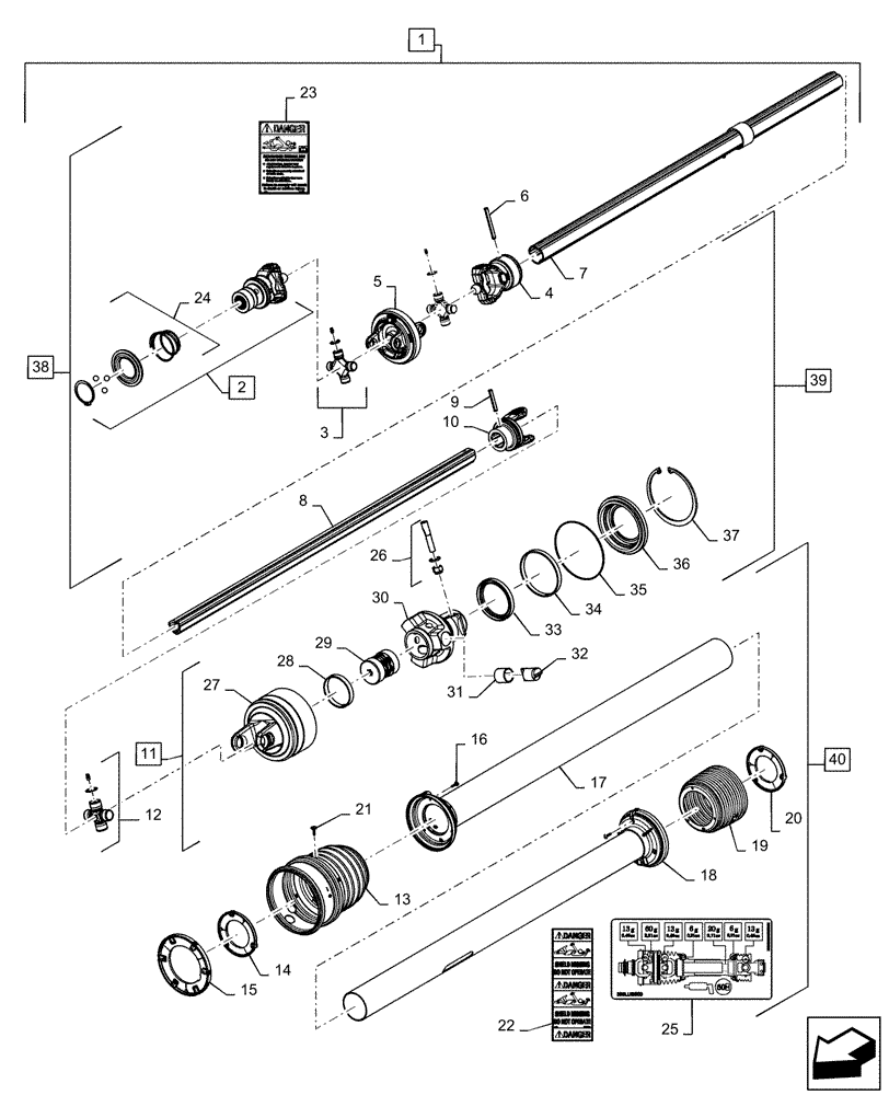 Схема запчастей Case IH RB565 - (31.201.AD[04]) - VAR - 726871 - PTO ASSEMBLY, 540 RPM 1700 N-M, CUTOUT CLUTCH (31) - IMPLEMENT POWER TAKE OFF