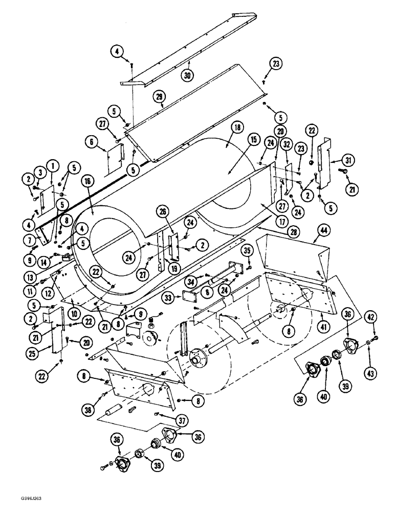 Схема запчастей Case IH 1660 - (9C-08) - CLEANING FAN AND SHIELDS (15) - BEATER & CLEANING FANS