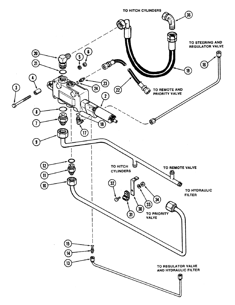 Схема запчастей Case IH 4694 - (8-370) - HITCH CONTROL VALVE KIT (08) - HYDRAULICS