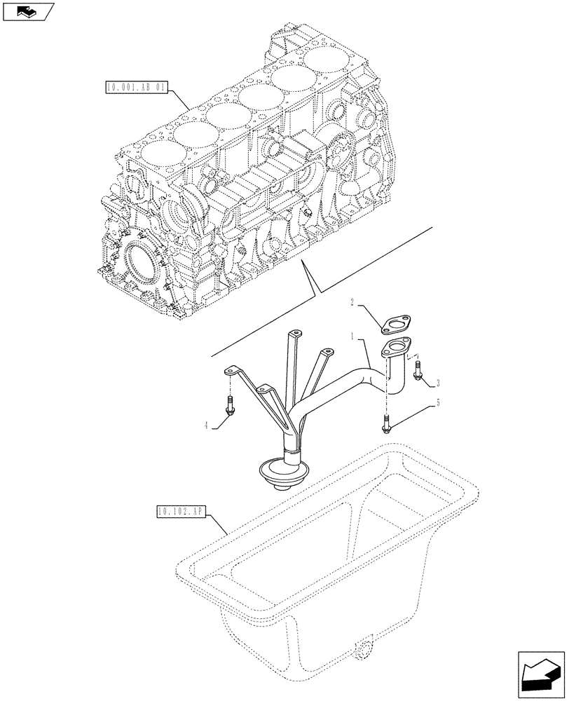 Схема запчастей Case IH F2CFE613L A022 - (10.304.AL) - ENGINE OIL, SUCTION PIPE (10) - ENGINE