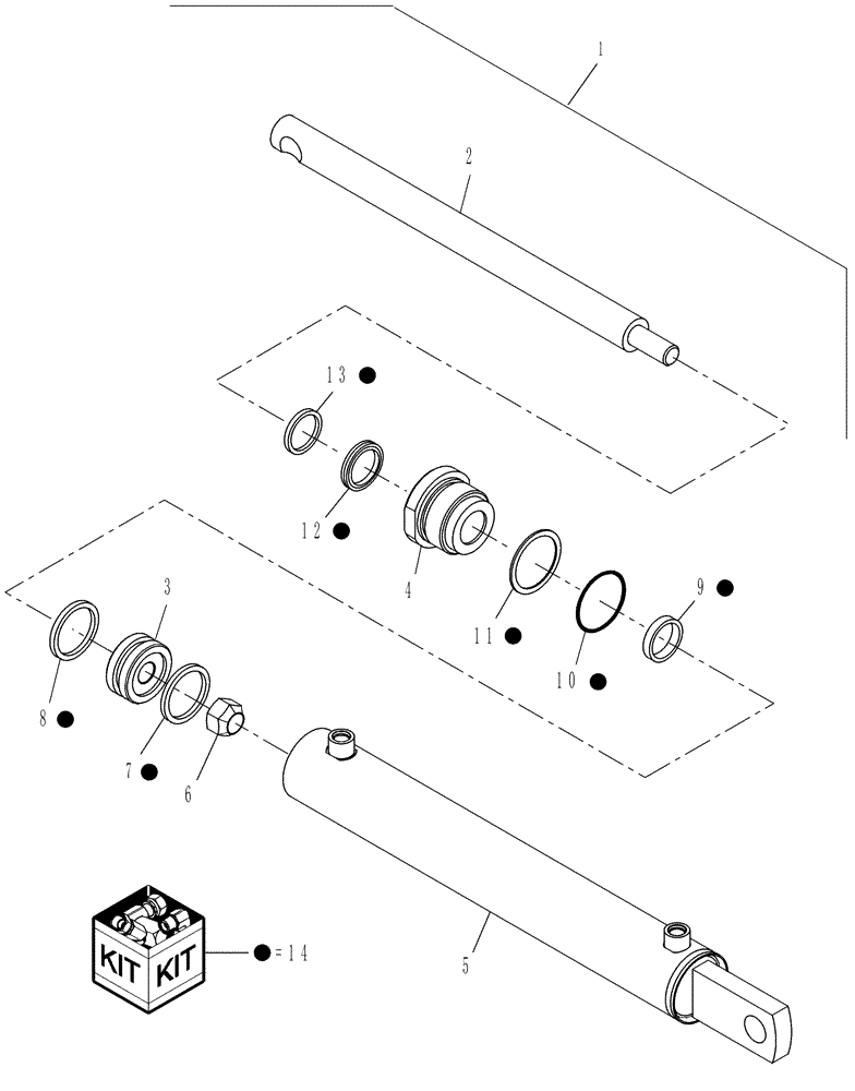 Схема запчастей Case IH RB465 - (35.570.AB[02]) - HYDRAULIC CYLINDER, BALE EJECTOR (35) - HYDRAULIC SYSTEMS