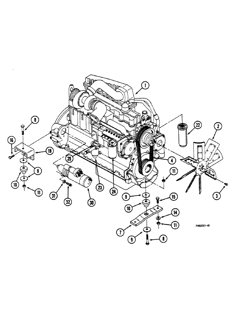 Схема запчастей Case IH 9150 - (2-66) - ENGINE MOUNTING, 3306 ENGINE (02) - ENGINE