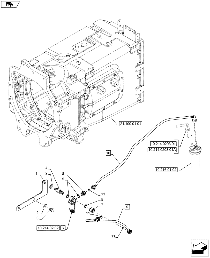 Схема запчастей Case IH PUMA 170 - (10.214.0203[02]) - FUEL LINE, FILTER (VAR.743830-744725) (10) - ENGINE