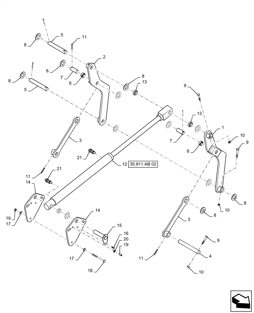 Схема запчастей Case IH 2240 - (39.130.AB[04]) - OUTER BOOM HINGE, 80/90 BOOM (39) - FRAMES AND BALLASTING