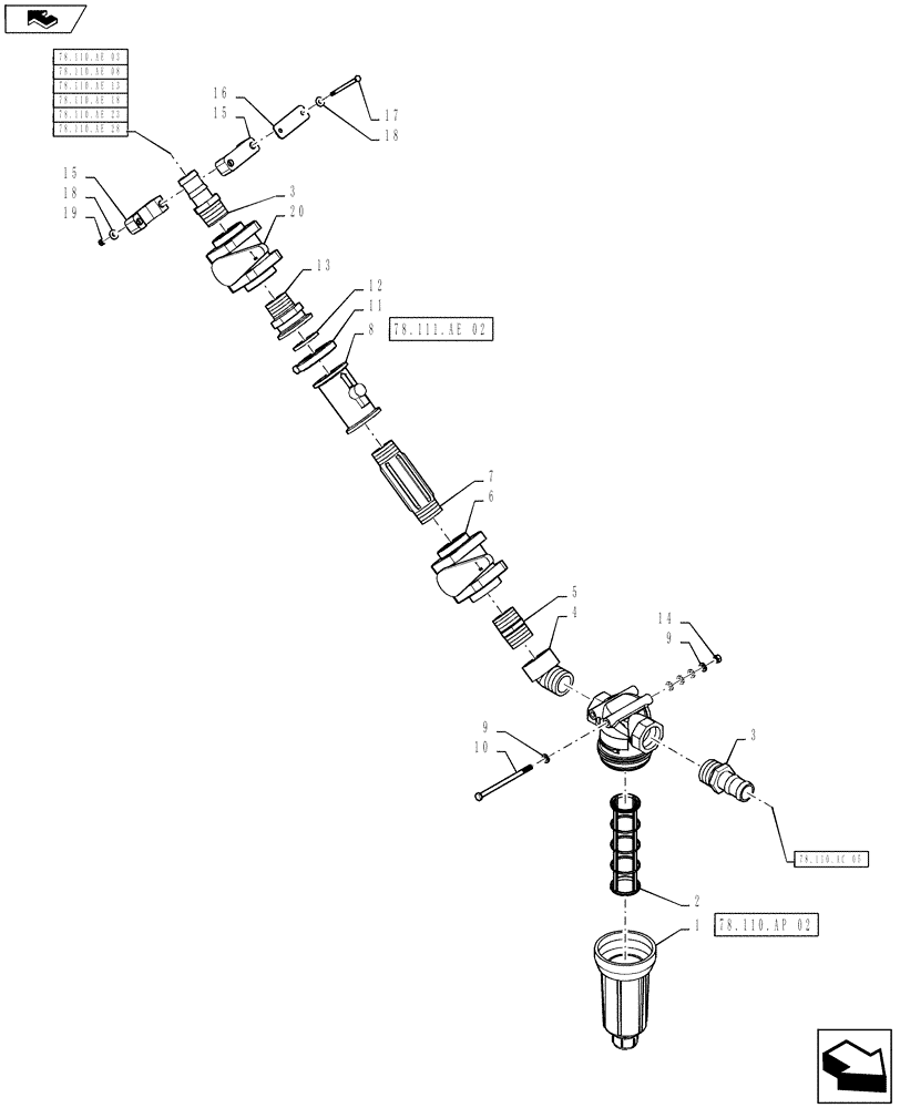 Схема запчастей Case IH 2240 - (78.111.AE[01]) - RFM60 FLOWMETER GROUP, 2" PLUMBING (78) - SPRAYING