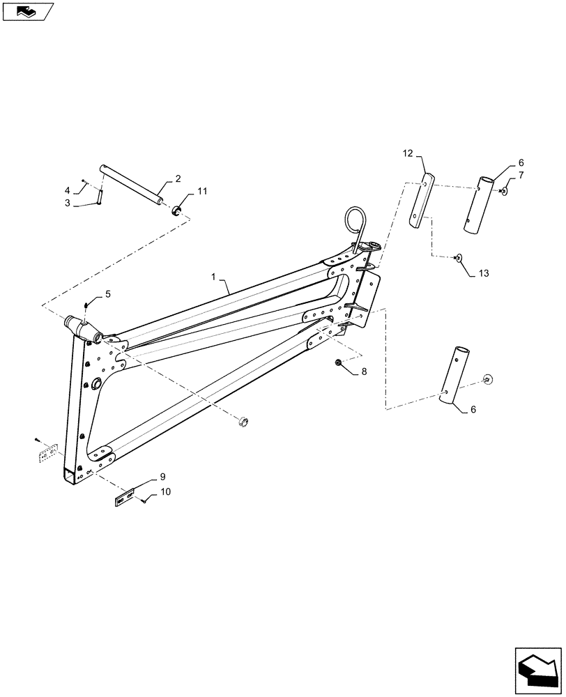 Схема запчастей Case IH 2240 - (39.130.AD[01]) - OUTER BOOM, 80 BOOM (39) - FRAMES AND BALLASTING