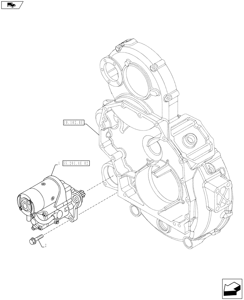 Схема запчастей Case IH F2CFE613L A022 - (55.201.AE[01]) - STARTER MOTOR (55) - ELECTRICAL SYSTEMS