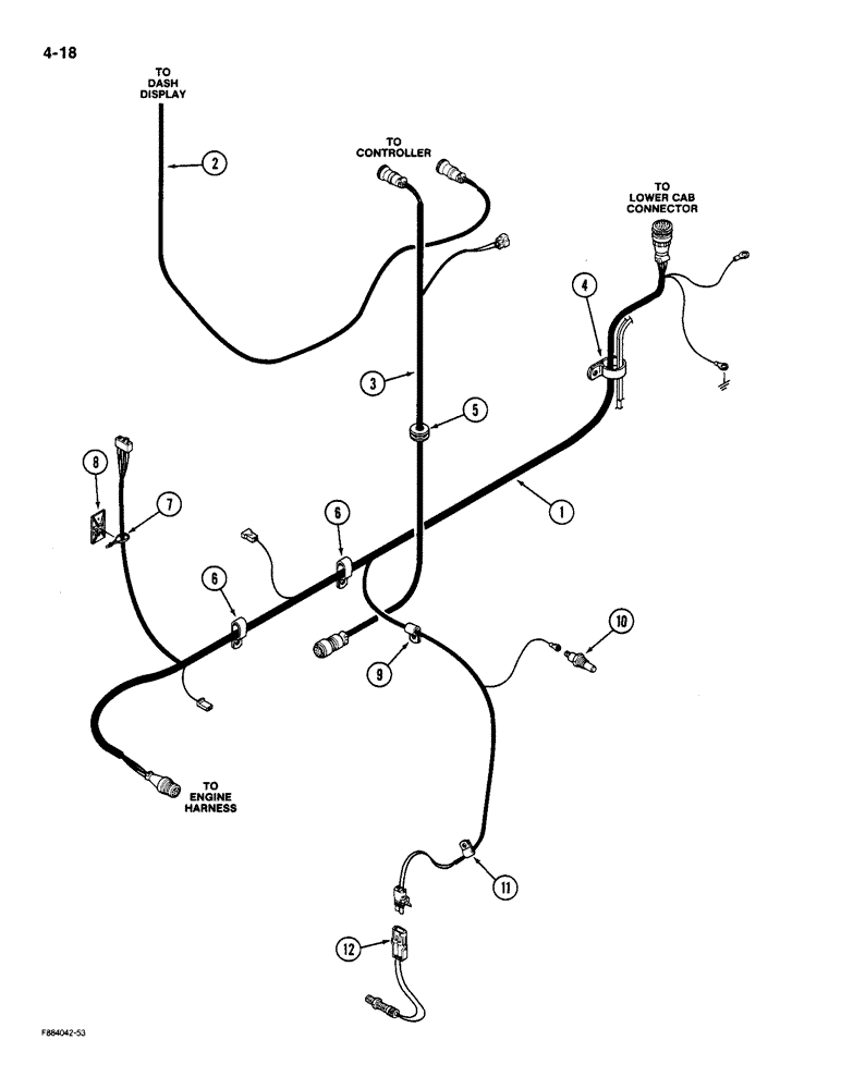 Схема запчастей Case IH 9180 - (4-18) - TRANSMISSION HARNESS (04) - ELECTRICAL SYSTEMS