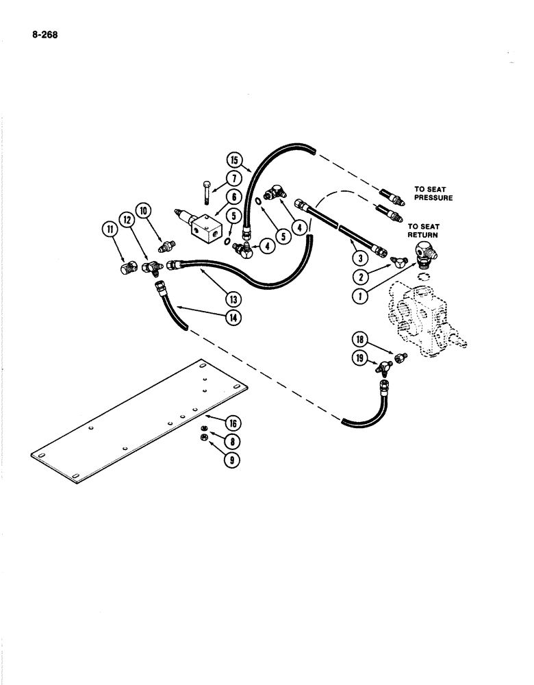 Схема запчастей Case IH 4894 - (8-268) - OPERATOR SEAT HYDRAULIC SYSTEM (08) - HYDRAULICS