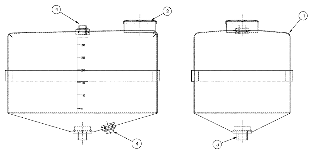 Схема запчастей Case IH 3150 - (09-010) - 35 GALLON TANK ASSEMBLY Liquid Plumbing