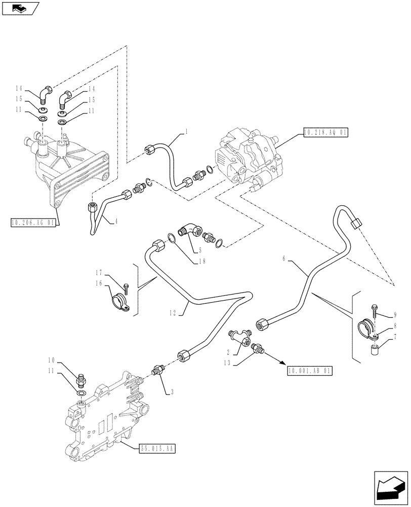 Схема запчастей Case IH F2CFE613L A022 - (10.210.AF) - FUEL LINE (10) - ENGINE