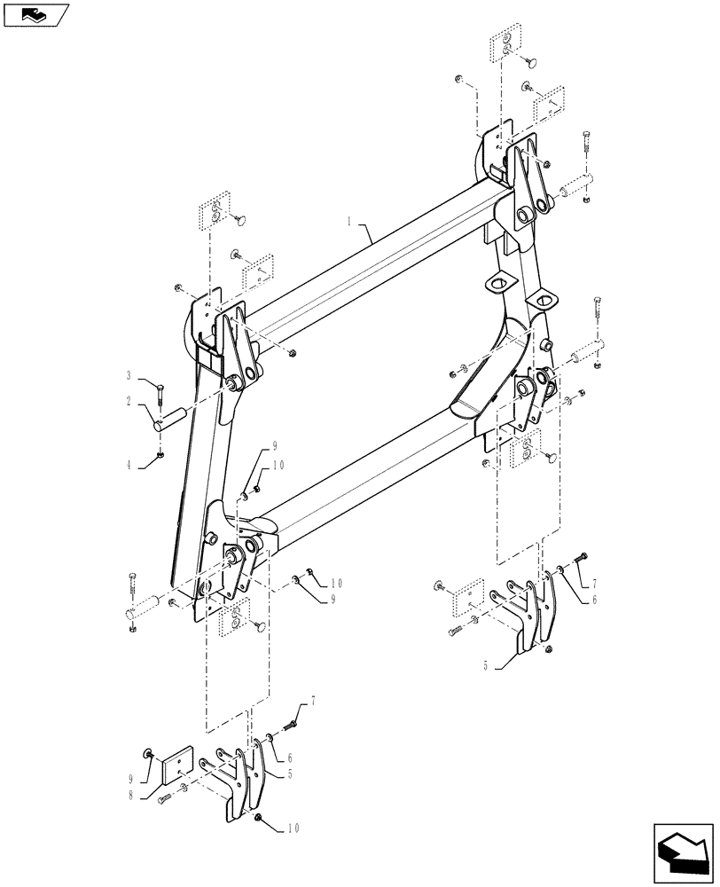 Схема запчастей Case IH 2240 - (39.130.AA[01]) - MAST ASSEMBLY, 80/90 BOOM (39) - FRAMES AND BALLASTING