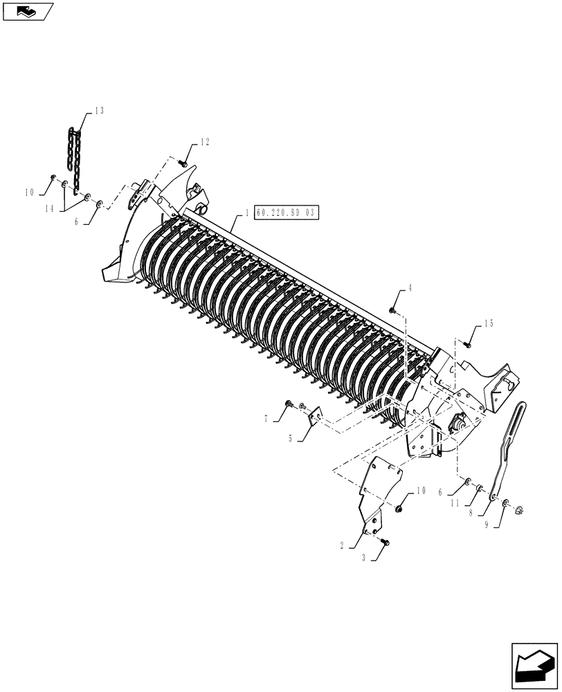 Схема запчастей Case IH RB565 - (60.220.BD[08]) - VAR - 726861 - 2M 4-BAR PICKUP MOUNTING PARTS (60) - PRODUCT FEEDING