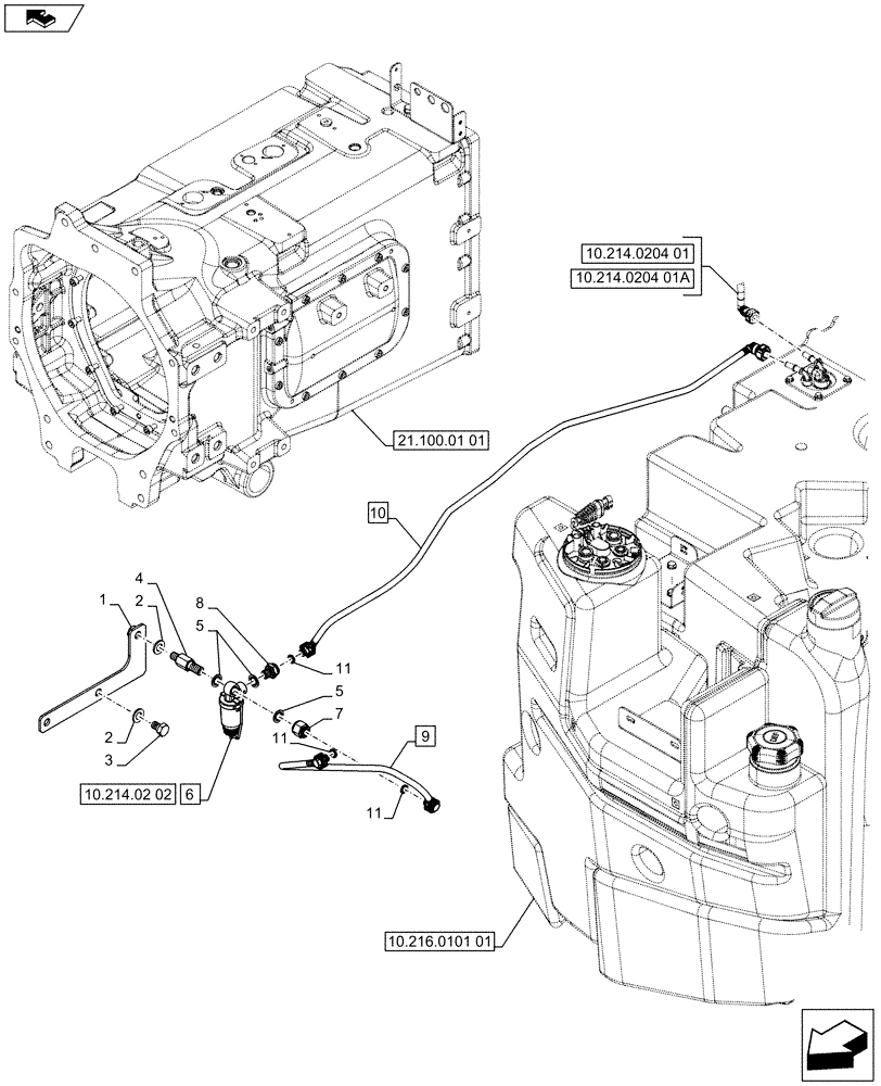 Схема запчастей Case IH PUMA 170 - (10.214.0204[02]) - ABS SYSTEM - FUEL LINE, FILTER (VAR.744726) (10) - ENGINE