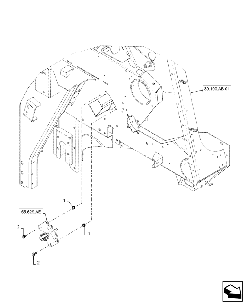 Схема запчастей Case IH RB465 - (55.629.AE[01]) - BALE SHAPE SENSOR MOUNTING PARTS (55) - ELECTRICAL SYSTEMS