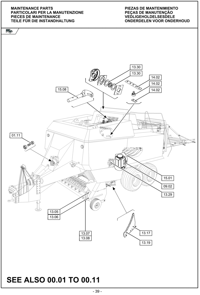 Схема запчастей Case IH LBX432R - (00.039[01]) - PICTORIAL OVERVIEW 1/3 - MAINTENANCE PARTS (00) - GENERAL