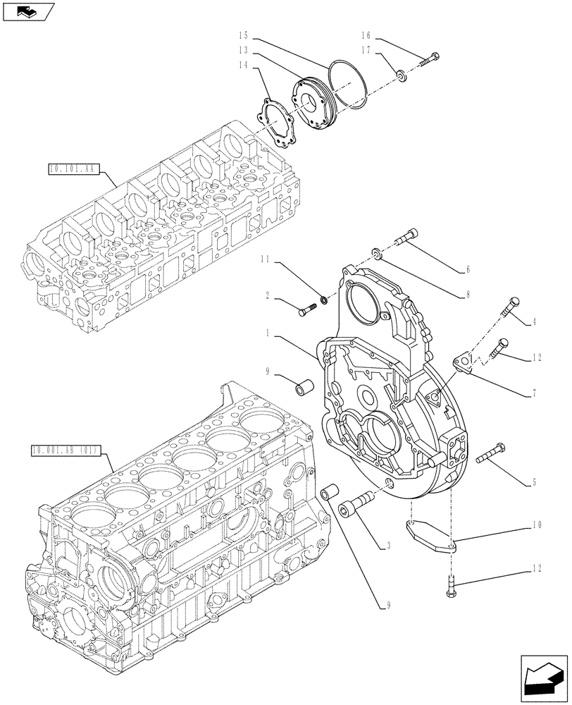 Схема запчастей Case IH F3BFE613E A012 - (10.103.AK) - FLYWHEEL, HOUSING (10) - ENGINE