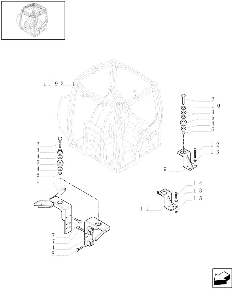 Схема запчастей Case IH MAXXUM 120 - (1.92.6) - CAB SUPPORTS (10) - OPERATORS PLATFORM/CAB